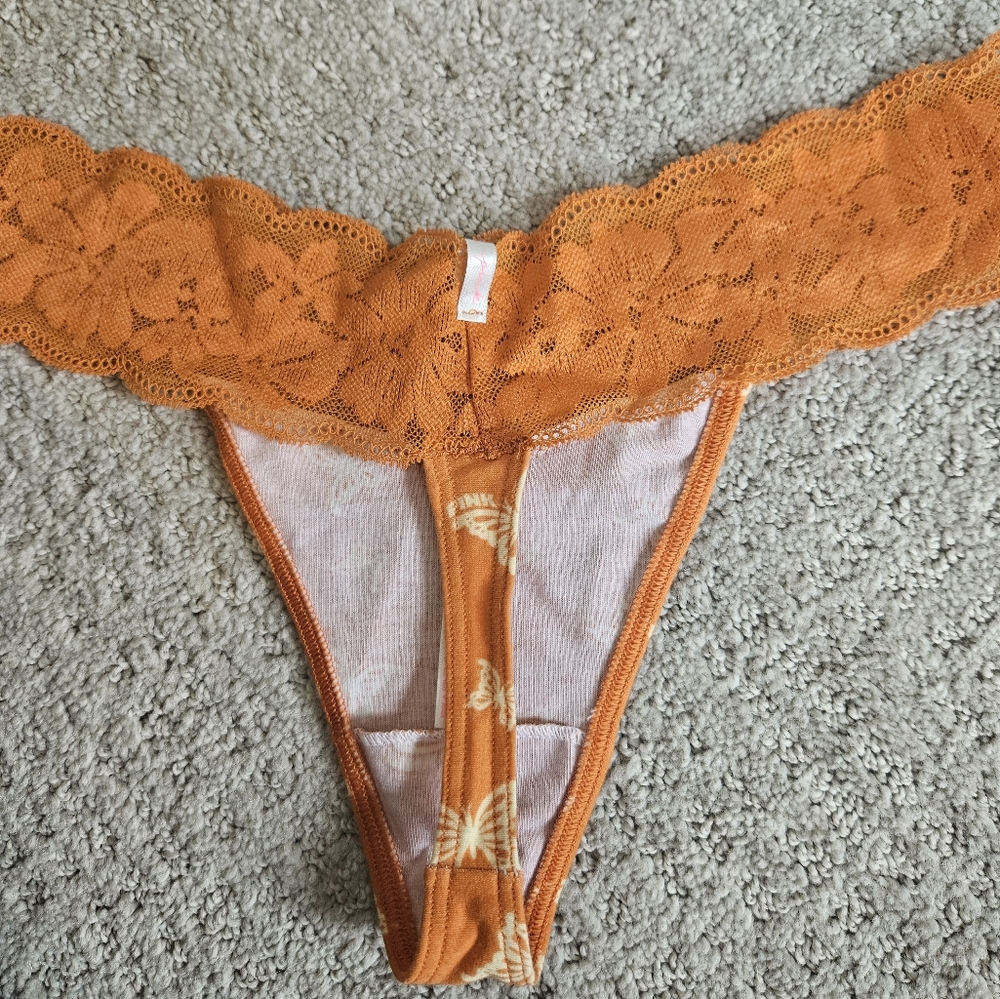Pink Thong with butterflies